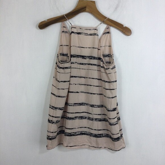 Vince Womens Silk Spaghetti Strap Abstract Stripe V-Neck Top Pink Black Size XS - Picture 3 of 5